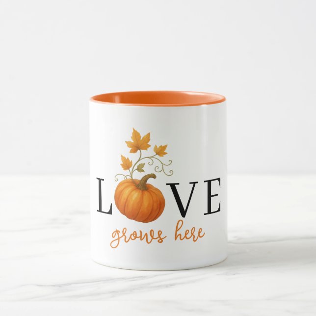 LOVE Grows Here | Pumpkin Lettering Autumn  Mug (Center)
