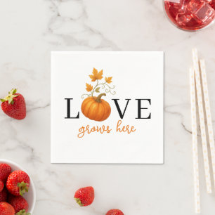 LOVE Grows Here   Pumpkin Lettering Autumn  Napkin