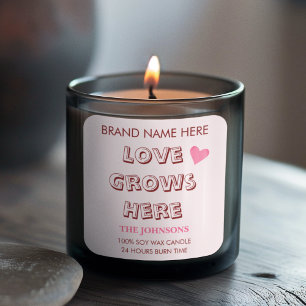 Love Grows Here Valentine's Day Candle Labels