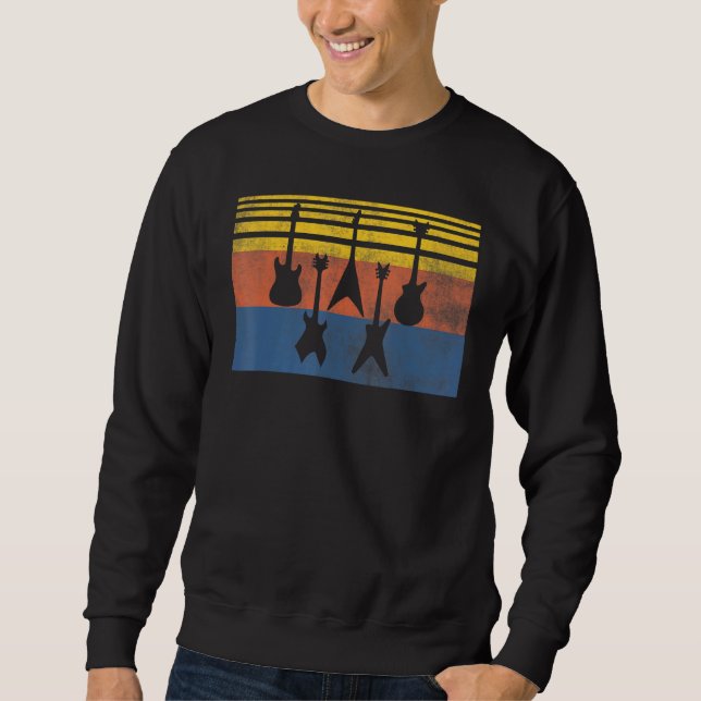 Love Guitar Different Guitars Retro Guitar Player  Sweatshirt (Front)