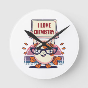 Love Guppies and Chemistry Round Clock