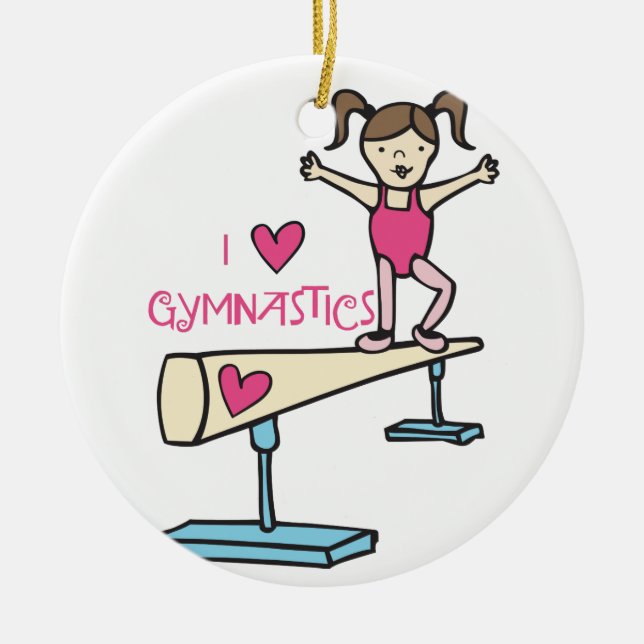 Love Gymnastics Ceramic Tree Decoration (Front)