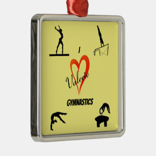 Love Gymnastics Girl's Yellow Ceramic Ornament