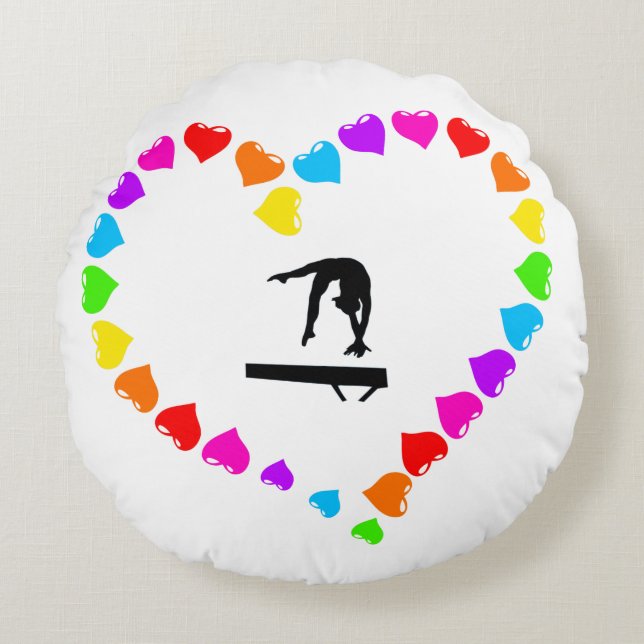 Love Gymnastics Round Pillow (Front)
