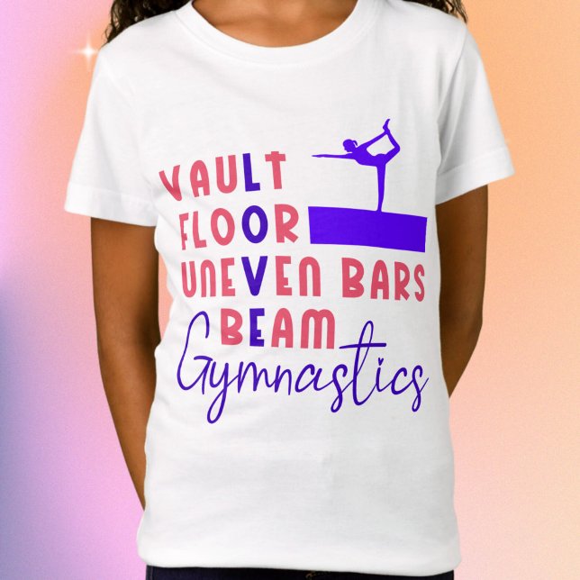 Love Gymnastics Vault, Bars, Beam, Floor Coral T-Shirt (Love Gymnastics Vault, Bars, Beam, Floor Coral T-Shirt)