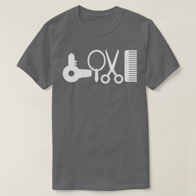 Love Hairstyling Hairdryer Comb Scissors Funny Bar T-Shirt (Design Front)