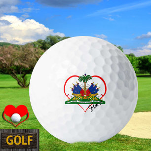 Love Haiti Golf Balls, Haitian flag, Heart Balls