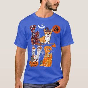 LOVE Halloween Corgi Costume Witch Horror Pumpkins T-Shirt