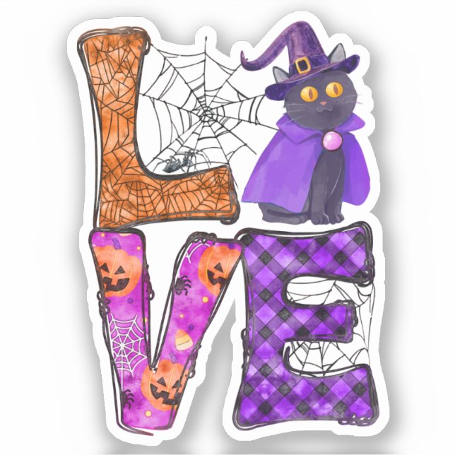 LOVE Halloween Design with Black Witch Cat (Front)