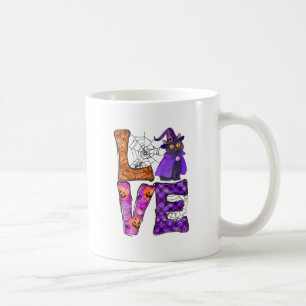LOVE Halloween Design with Black Witch Cat Coffee Mug