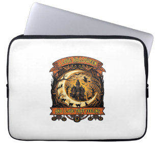 Love Halloween Haunted House Crescent Moon Black C Laptop Sleeve