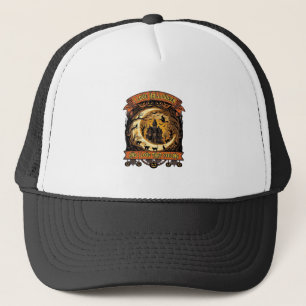 Love Halloween Haunted House Crescent Moon Black C Trucker Hat