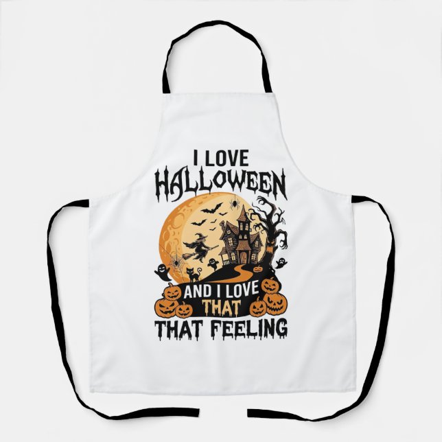 Love Halloween Haunted House Moon Witch Pumpkins_1 Apron (Front)