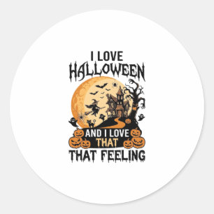 Love Halloween Haunted House Moon Witch Pumpkins_1 Classic Round Sticker