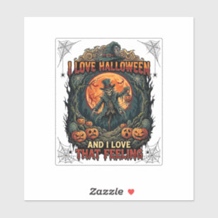 Love Halloween Skeleton Scarecrow Full Moon Pumpki