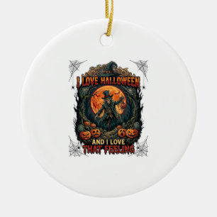 Love Halloween Skeleton Scarecrow Full Moon Pumpki Ceramic Tree Decoration