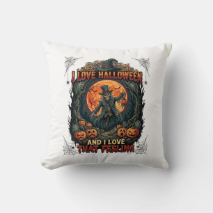 Love Halloween Skeleton Scarecrow Full Moon Pumpki Cushion