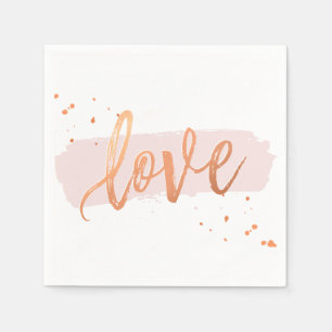 LOVE HAND LETTERED SCRIPT type copper blush pink Napkin
