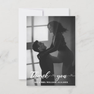 Love Hand Lettered Script Wedding Photo Thank You Card