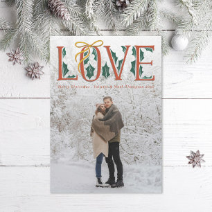 Love Hand Lettering Holly Winter Newlywed Holiday Card