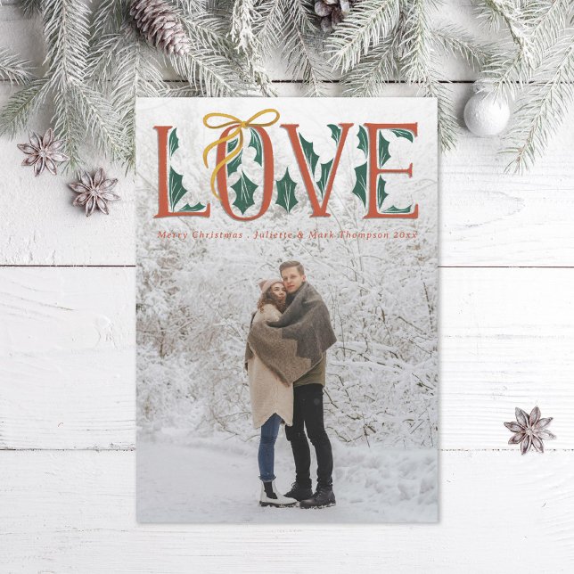 Love Hand Lettering Holly Winter Newlywed Holiday Card (Creator Uploaded)