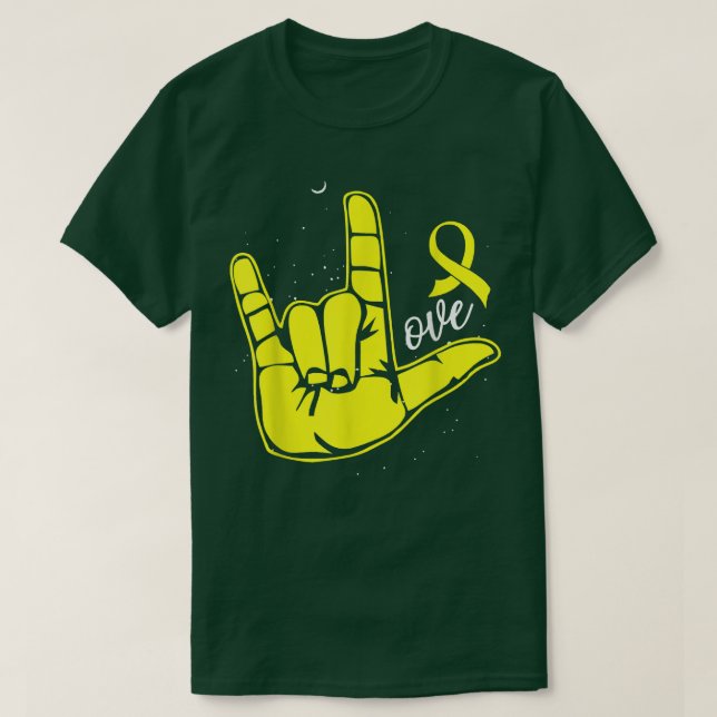 Love Hand Sign Childhood Cancer Awareness Week Sep T-Shirt (Design Front)