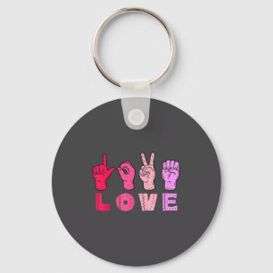 Love Hand Sign Language Asl Valentines Day Men Wom Key Ring
