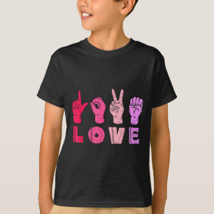 Love Hand Sign Language Asl Valentines Day Men Wom T-Shirt