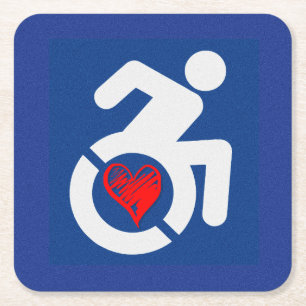 Love Handicapped Square Paper Coaster