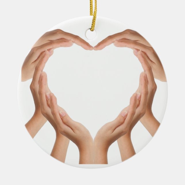 Love Hands Ceramic Tree Decoration (Front)
