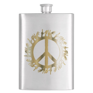 LOVE HANDS PEACE SIGN HIP FLASK