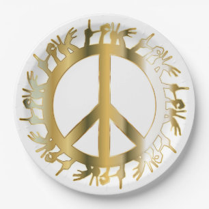 LOVE HANDS PEACE SIGN PAPER PLATE