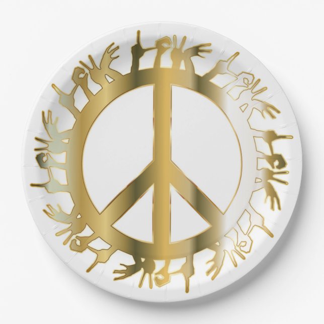 LOVE HANDS PEACE SIGN PAPER PLATE (Front)