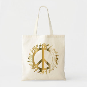 LOVE HANDS PEACE SIGN TOTE BAG