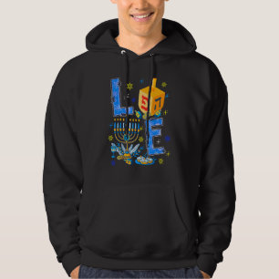 LOVE Hanukkah Decorations Cute Dreidel Menorah Jew Hoodie