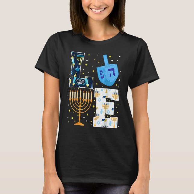 LOVE Hanukkah Decorations Dreidel Menorah 2022 Cha T-Shirt (Front)