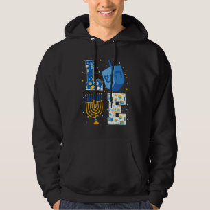 LOVE Hanukkah Decorations Dreidel Menorah Chanukah Hoodie