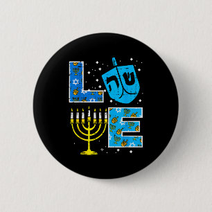 Love Hanukkah Dreidel Menorah Jewish Chanukah Men 6 Cm Round Badge