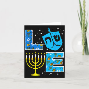 Love Hanukkah Dreidel Menorah Jewish Chanukah Men  Card
