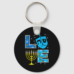 Love Hanukkah Dreidel Menorah Jewish Chanukah Men  Key Ring