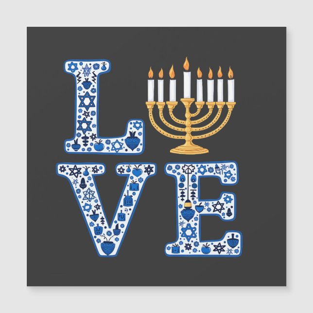 Love Hanukkah Jewish Holiday Menorah  (Front)