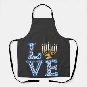 Love Hanukkah Jewish Holiday Menorah Apron