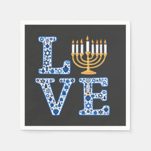 Love Hanukkah Jewish Holiday Menorah  Napkin