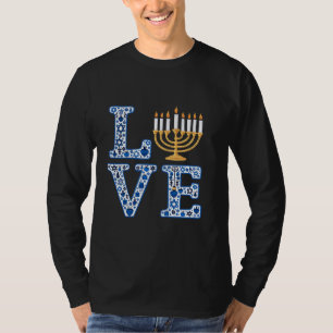 Love Hanukkah Jewish Holiday Menorah T-Shirt