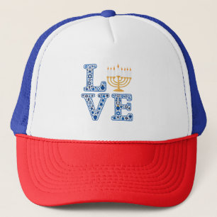 Love Hanukkah Jewish Holiday Menorah  Trucker Hat