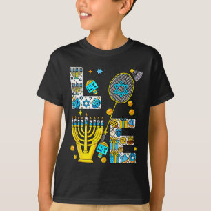Love Hanukkah Menorah Costume Badminton Lover Play T-Shirt
