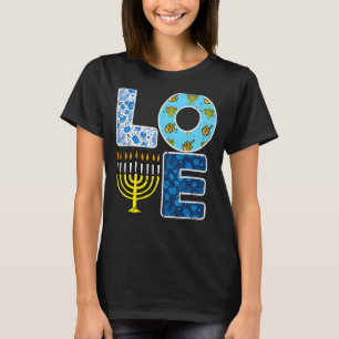 Love Hanukkiah Menorah Jew Hanukkah Chanukah Men W T-Shirt