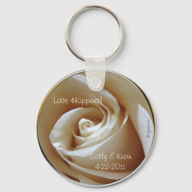 Love Happens Wedding Favour Keychain (Front)