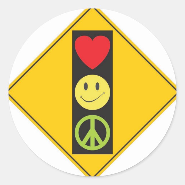 Love Happiness Peace Classic Round Sticker (Front)