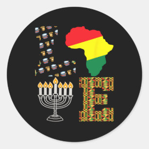 Love Happy Kwanzaa Africa Map Kinara Candles Afric Classic Round Sticker